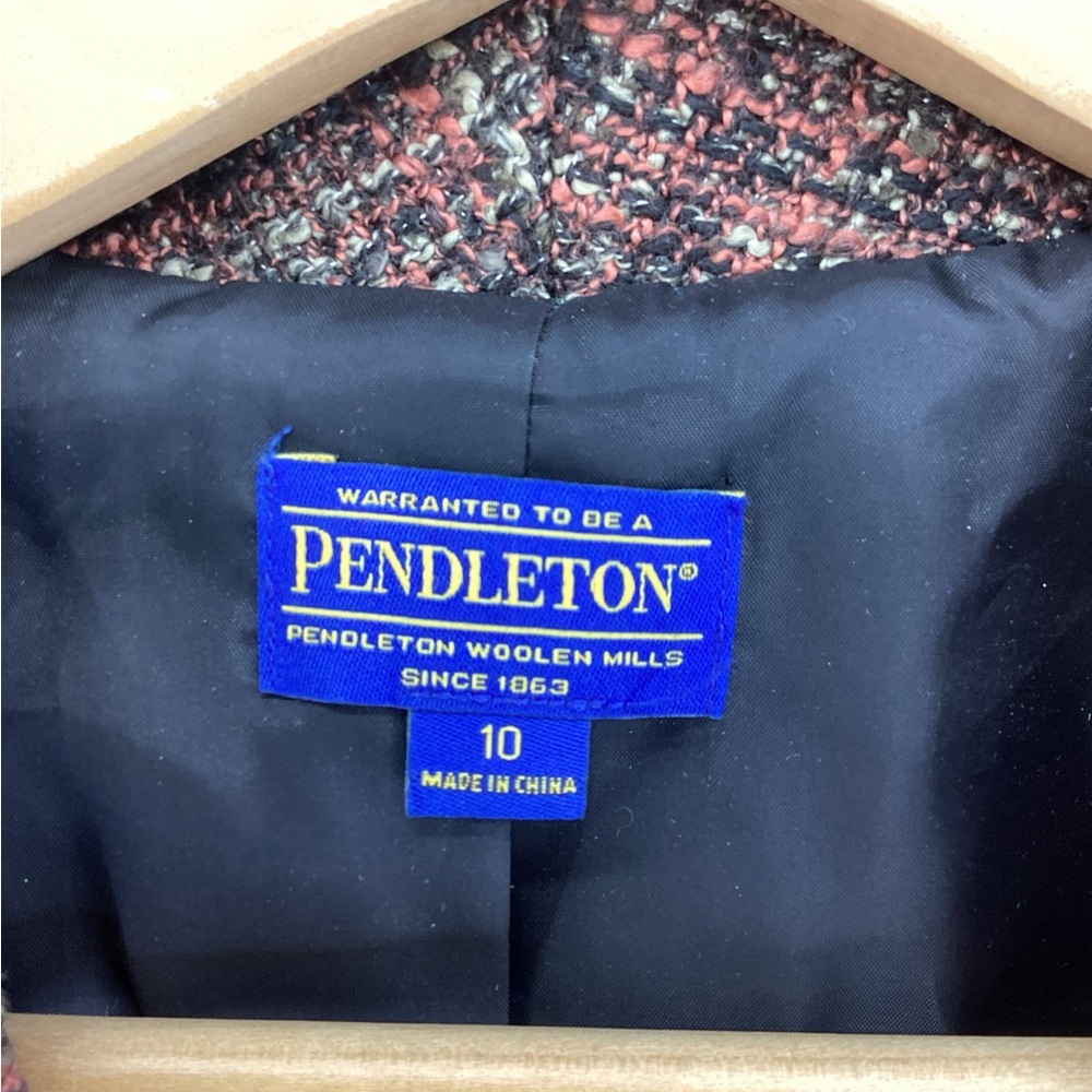 Pendleton Brown MultiColor tweed blazer jacket Size 10 - Picture 3 of 5